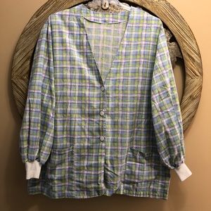 Scrub Jacket, stripe/multi, plus size 2xl - 3xl